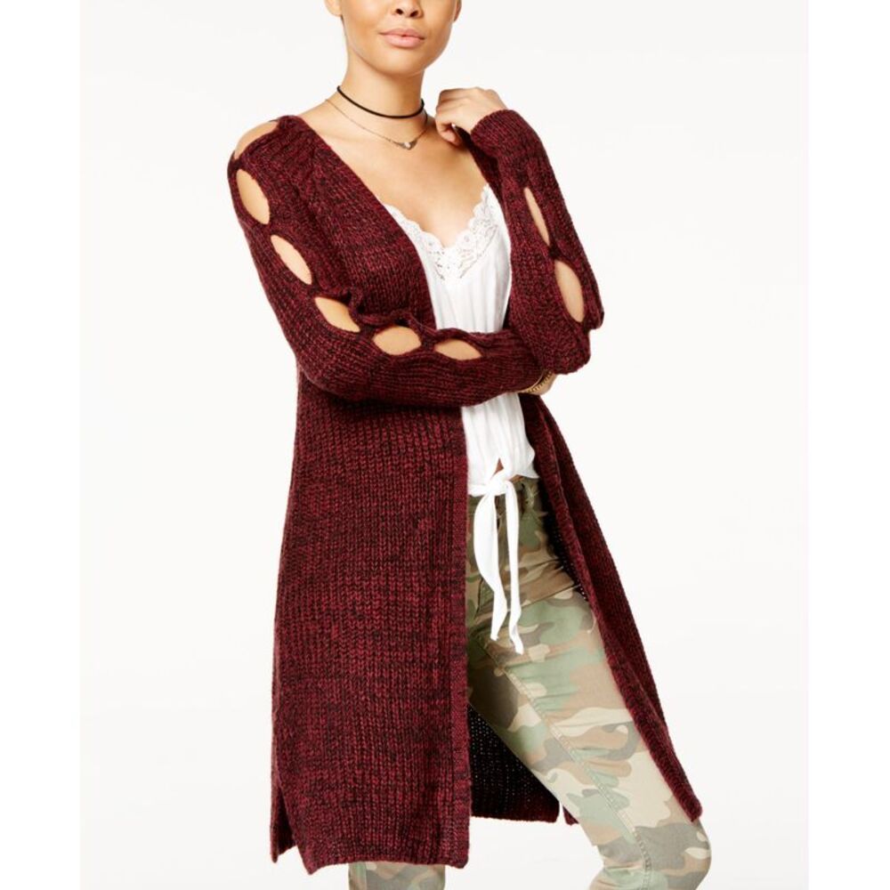 Ohmg Juniors Peekaboo Sleeve Sweater Jacket